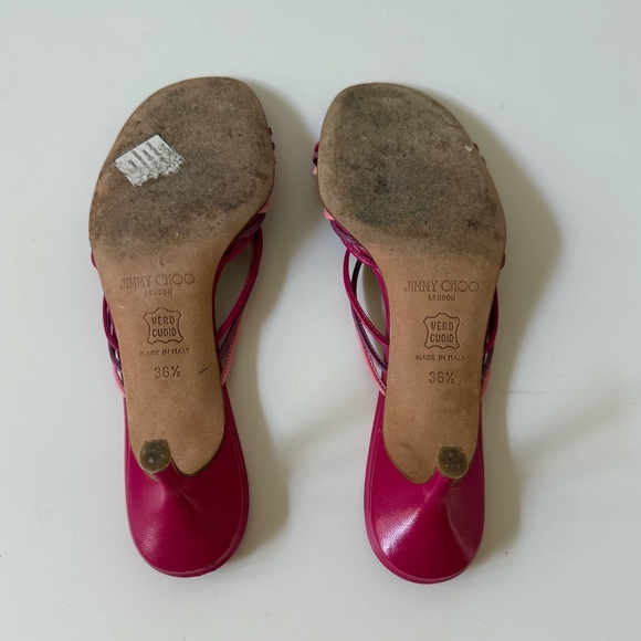 JIMMY CHOO PINK LEATHER SANDALS SIZE EU 36 1/2 - Picture 4 of 5